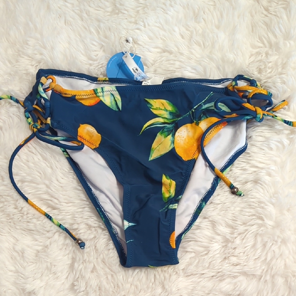 NWT! Cupshe Blue Bikini Bottom with Orange Print